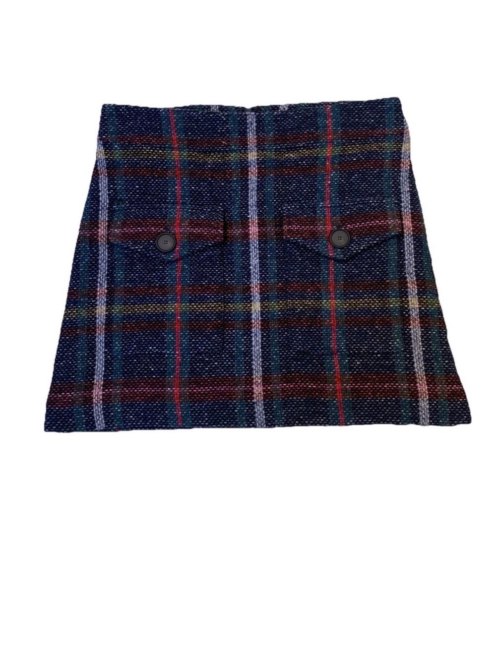 VERONICA BEARD Plaid Mini Skirt Women sz 0 Blue Burgundy LUCY pockets Preppy